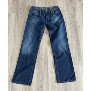 Buffalo David Button Men's Blue Cotton Straight Leg 5 Pocket Denim Jeans 34 x 34